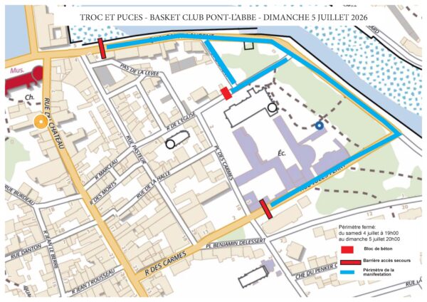 Plan de circulation Troc et Puces du Pont-l'Abbé Basket Club